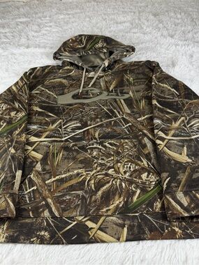 Drake Waterfowl Camo Realtree Hoodie Men’s Large Max 5 Fleece Pullover Sweater